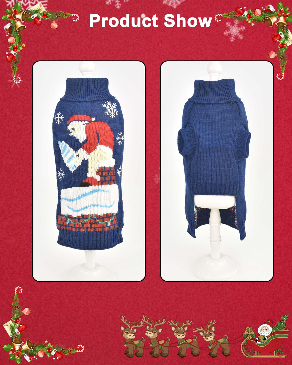 Littledropet dog ugly Christmas sweater size chart visual for easy fit
