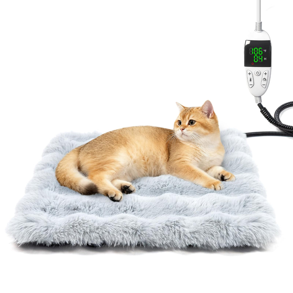 Littlo Kozytail cat heating pad thermostat close-up for consistent warmth during naps.