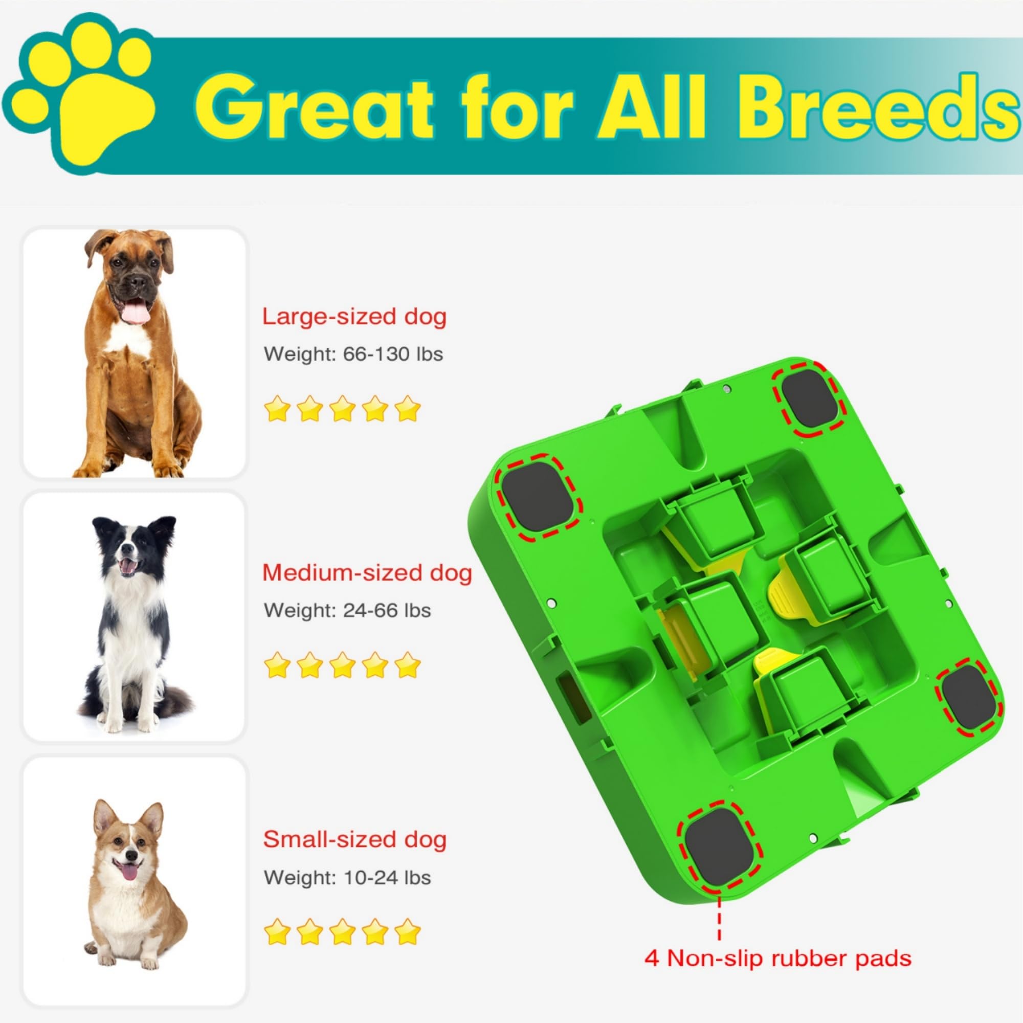 LiuMelinda dog puzzle level-3 durable-green-board closeup highlights sturdy surface for lasting play
