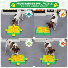 LiuMelinda dog puzzle level-3 side view on green board highlights sturdy construction for daily play