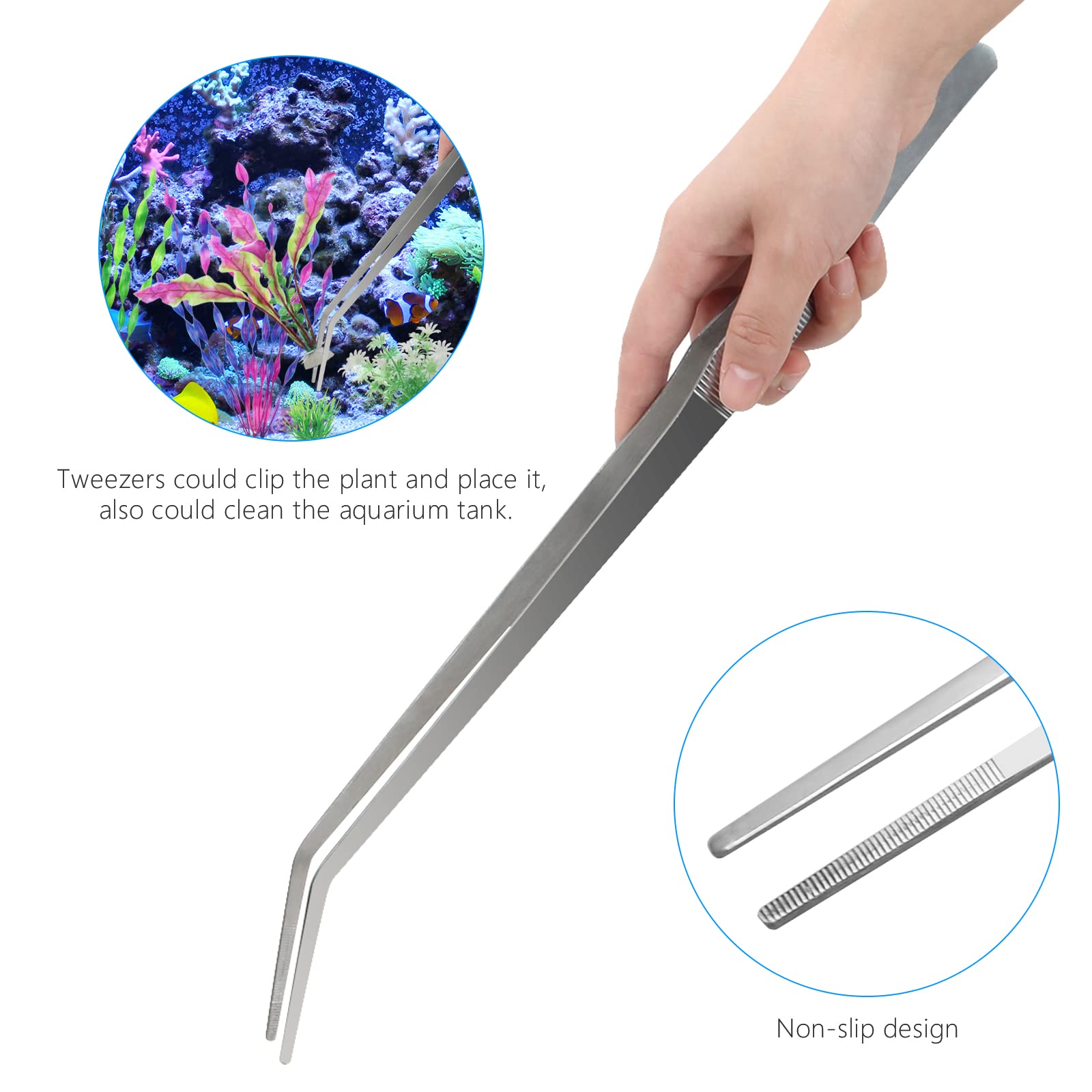 Liveek anti-rust stainless steel construction for durable aquascape tools.