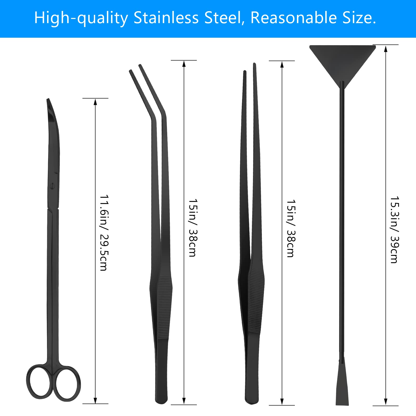 Liveek aquarium aquascape kit 15-inch straight tweezers for careful plant placement