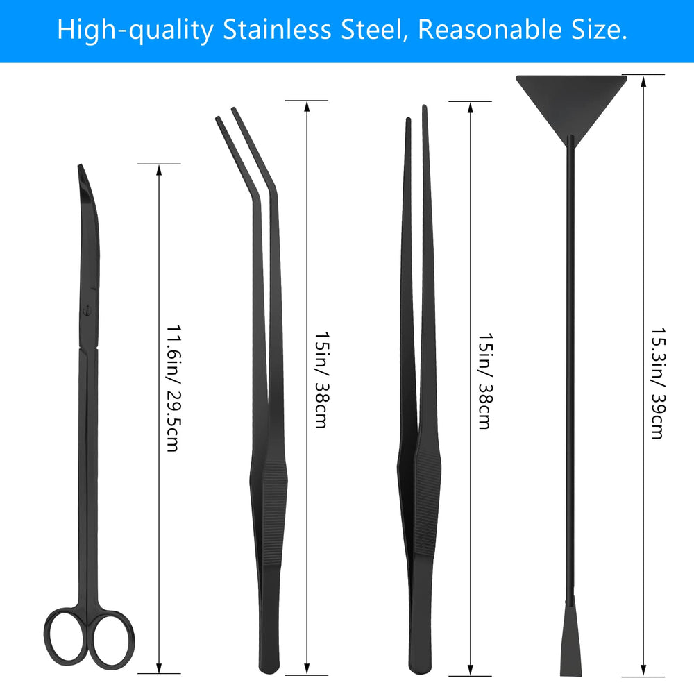 Liveek aquarium aquascape kit 15-inch straight tweezers for careful plant placement