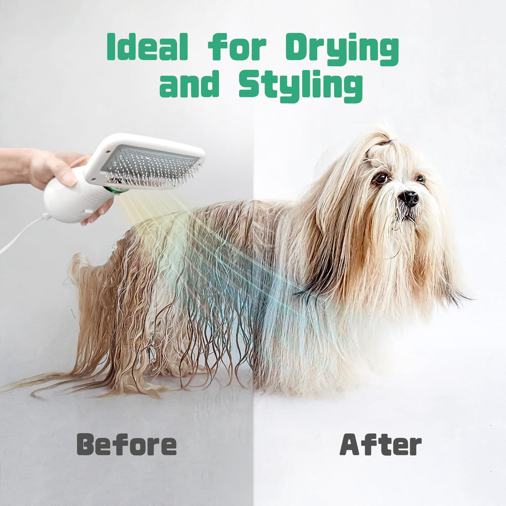 LIVEKEY slicker brush combo removing tangles and smoothing fur.