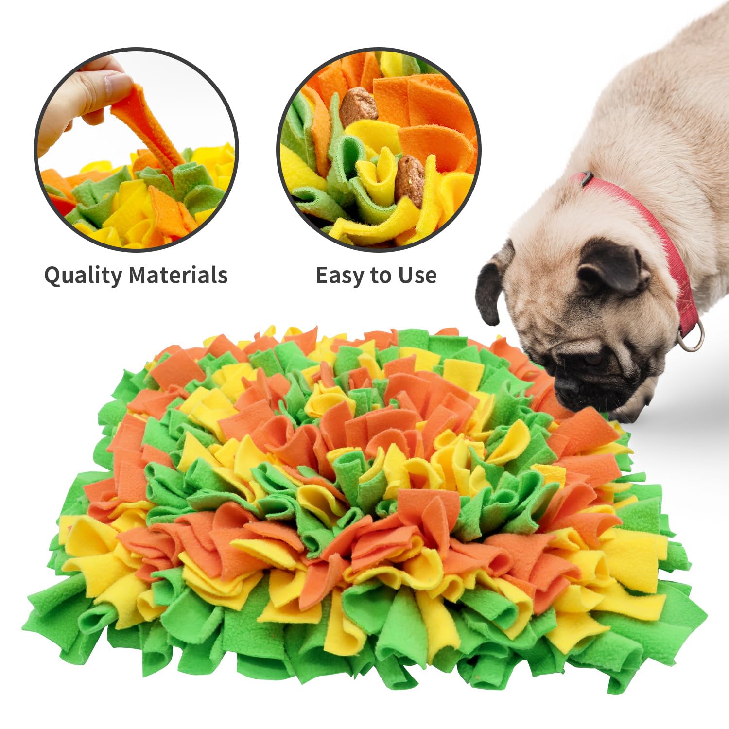 LIVEKEY Snuffle Mat orange, green, yellow colors for playful training.