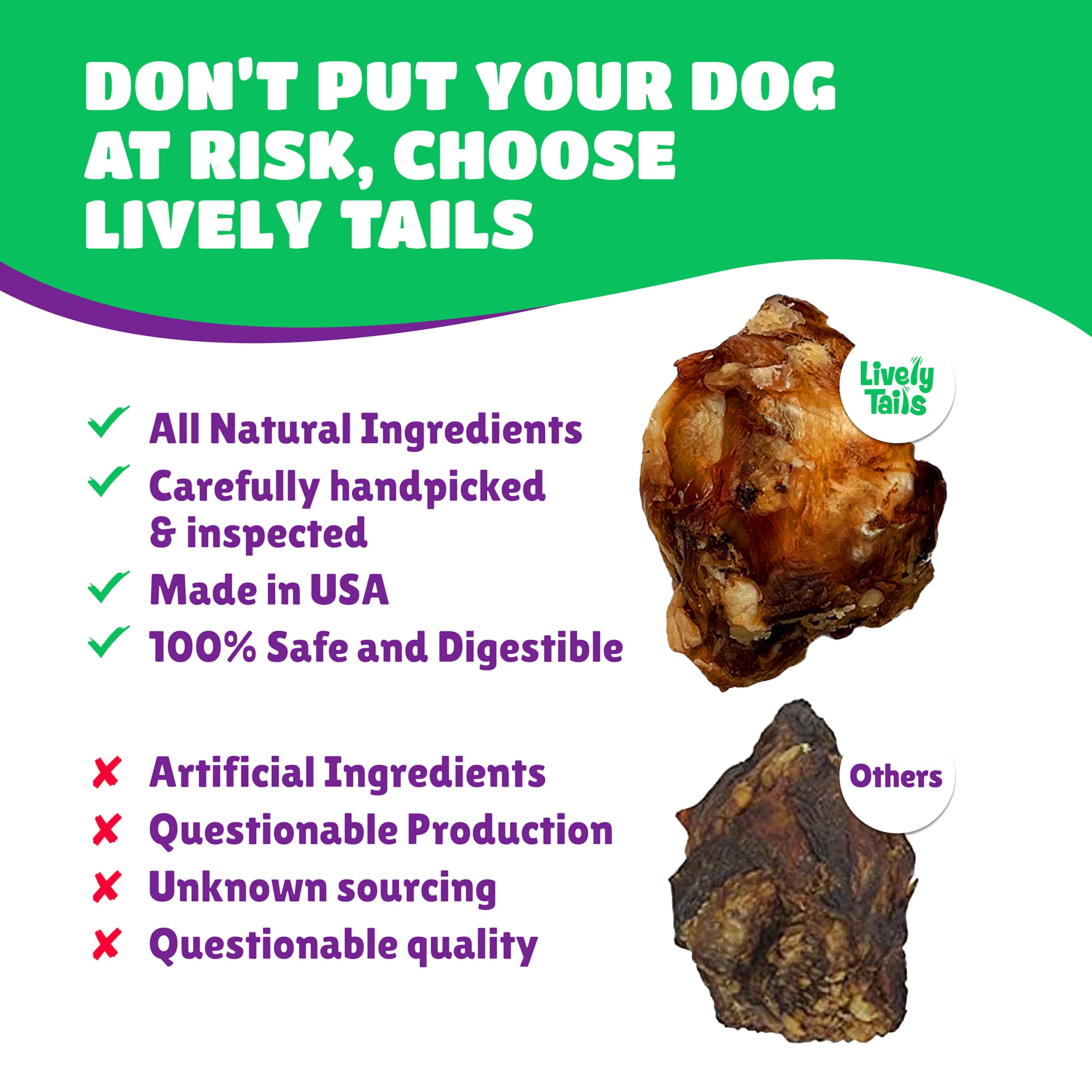 Lively Tails beef knee caps dog bones come in a 10-count pack for families.