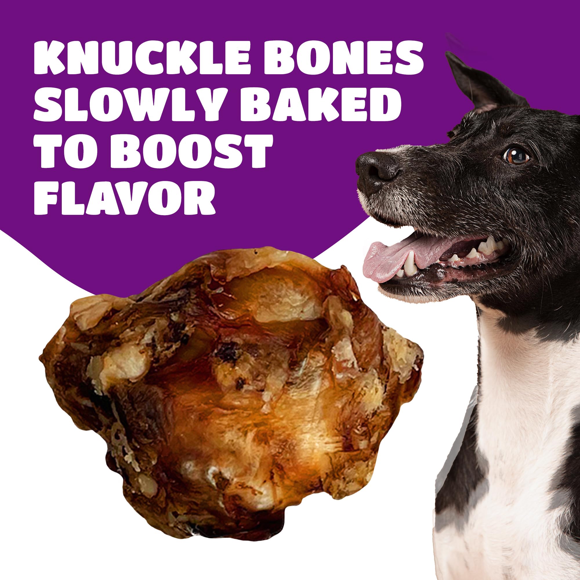 Lively Tails beef knee caps dog bones close-up shows a single-ingredient formula for natural flavor.