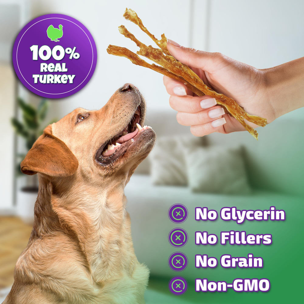 Lively Tails turkey tendon strips raw sticks highlight natural flavor for satisfying chews.