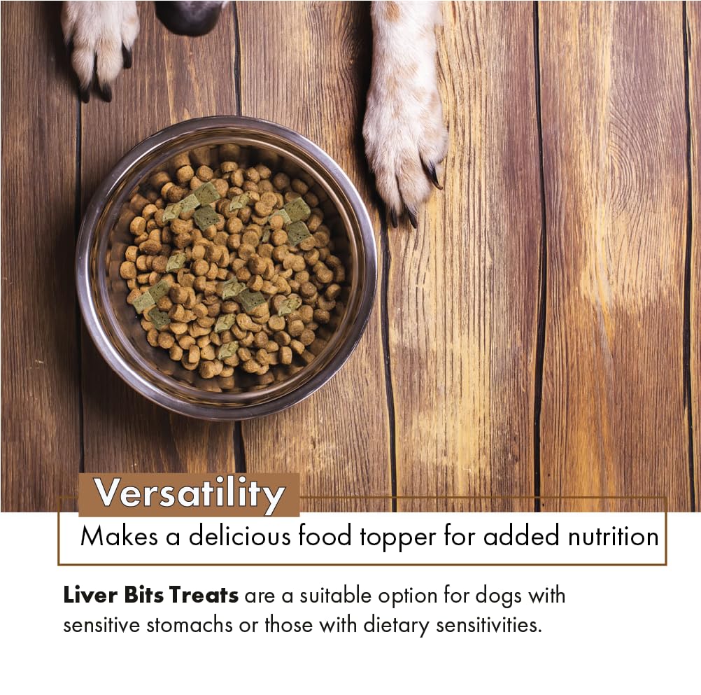 Liver Bits low-calorie treats suggest daily use without overfeeding.