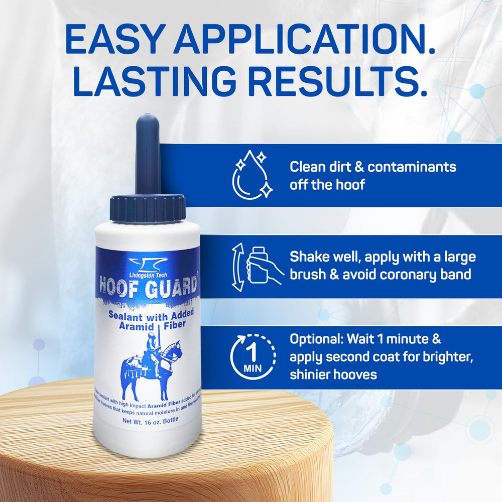 LivingstonTech Hoof Guard Sealant-aramid-detail highlights reinforced hoof protection.