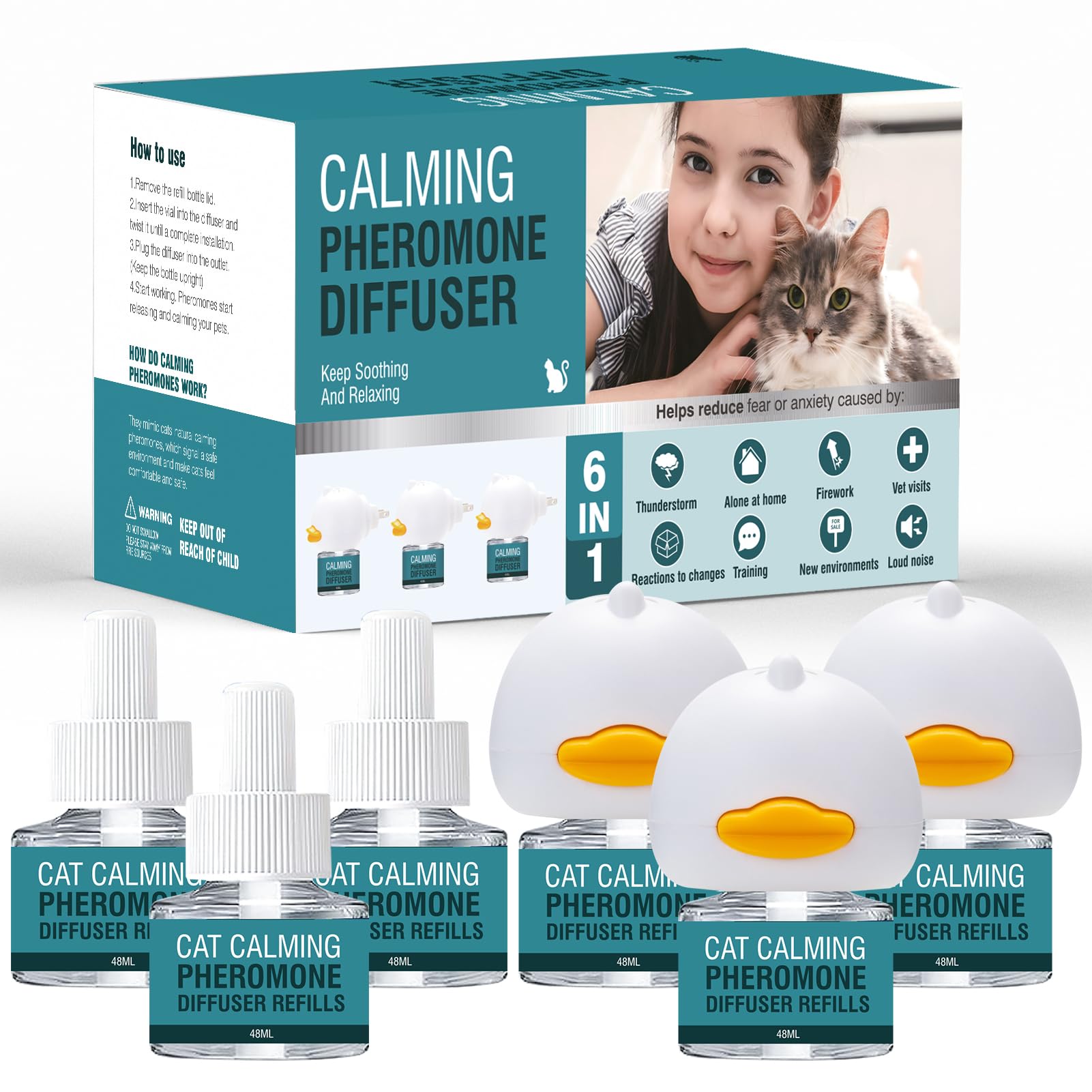 LIWENQI cat calming diffuser front view for a calm, stress-free home environment.