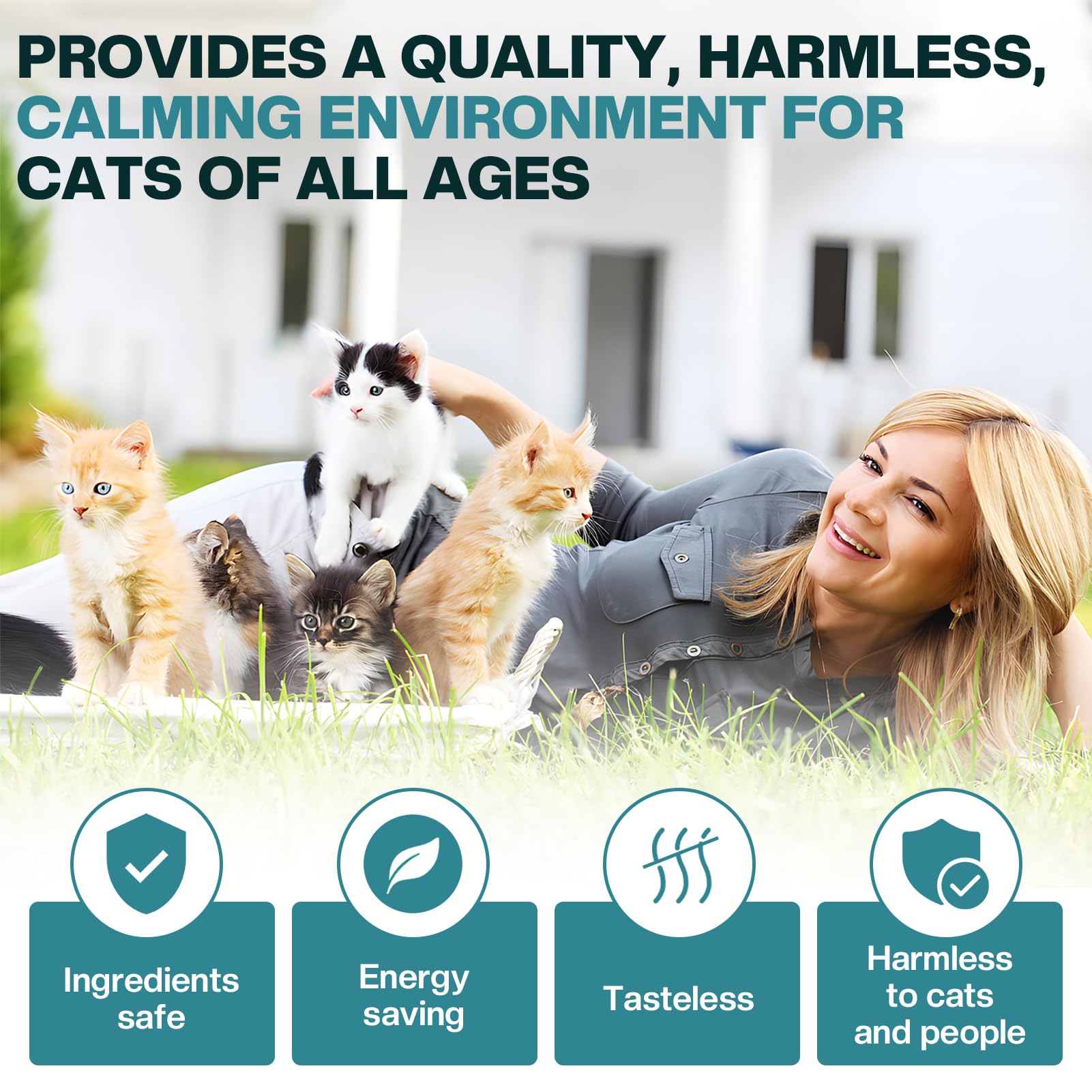 LIWENQI cat calming diffuser usage image demonstrating correct vent up placement.