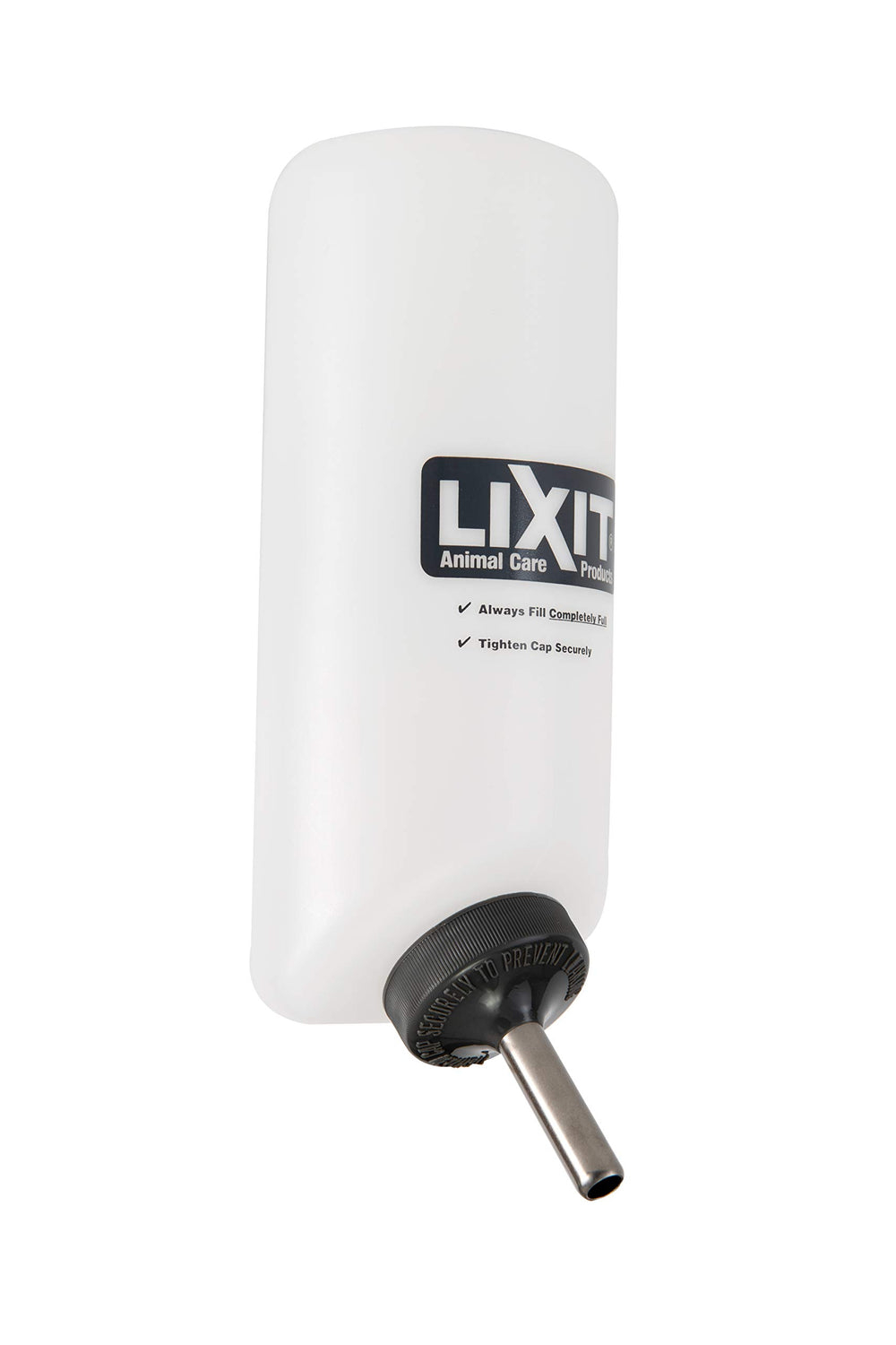 Lixit 32oz water bottle side view showing large capacity for daily pet hydration.