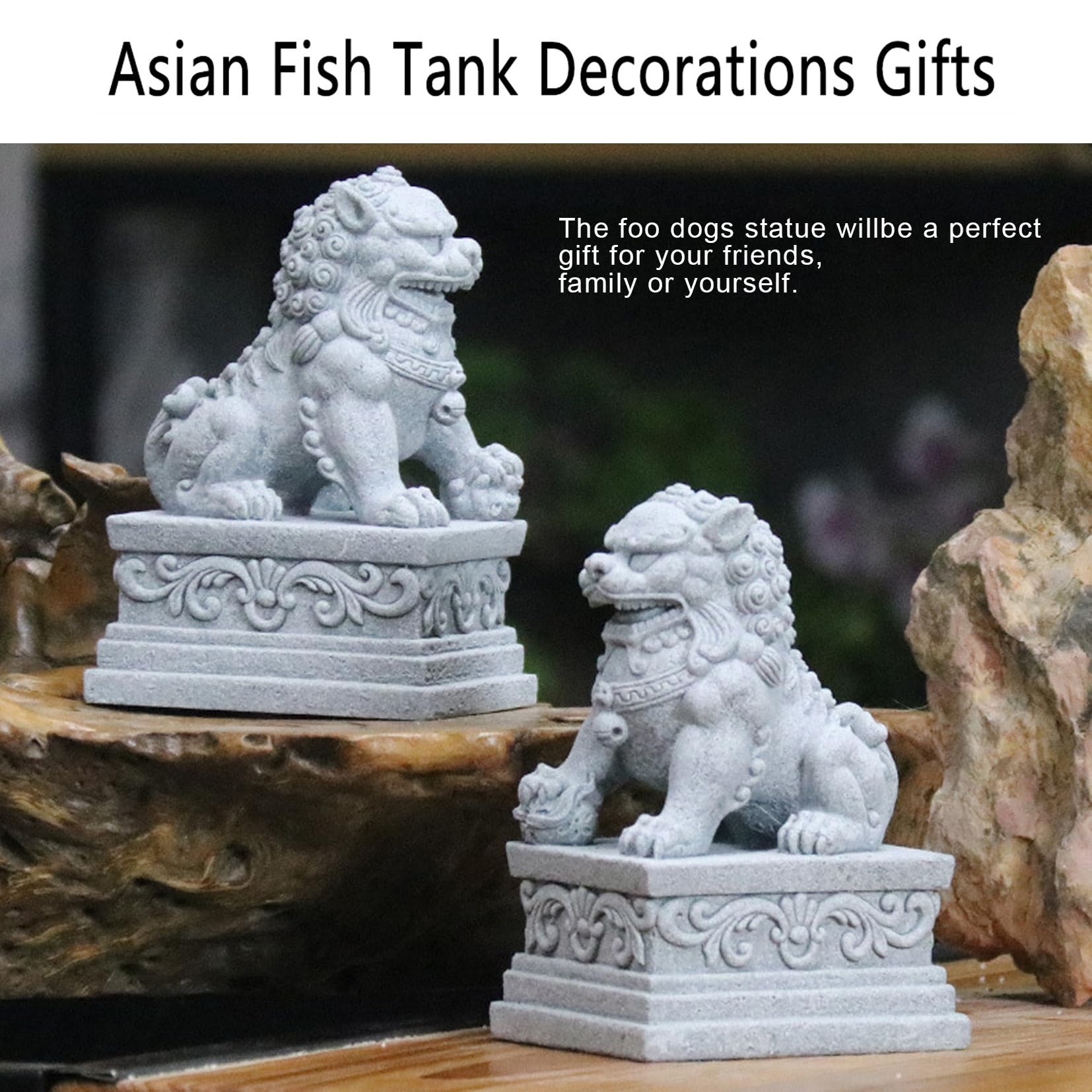 LIYAOLI small foo dog statue fits compact betta tanks for subtle charm.