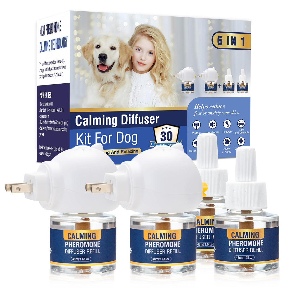 LKBHGF diffuser kit with two plug-ins for anxious dogs