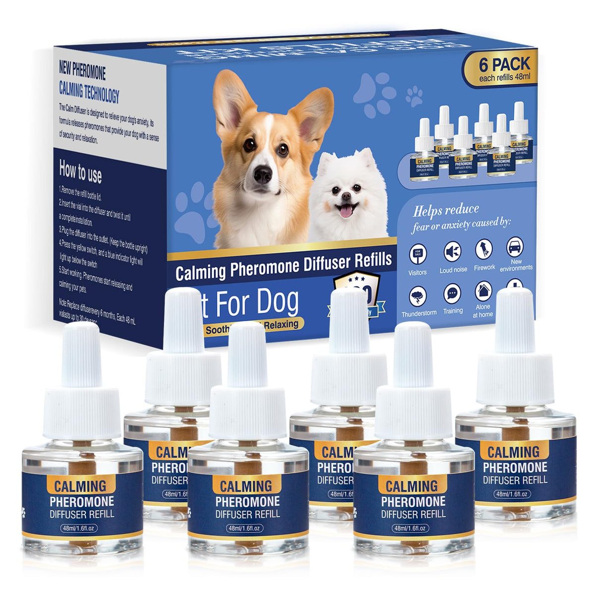LKBHGF dog calming diffuser refill 6-pack for peaceful homes and less barking.