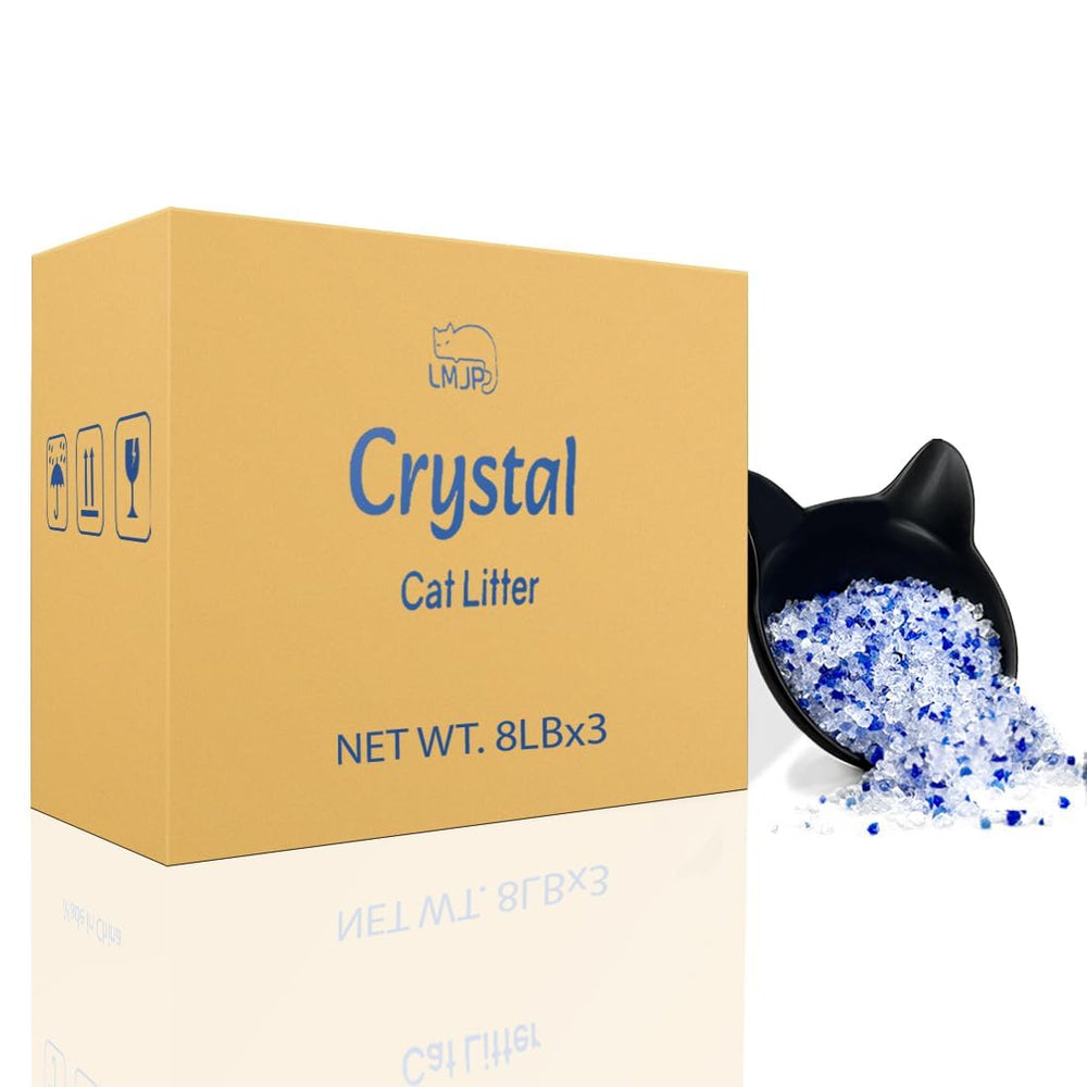 LMJP Crystal Cat Litter absorption close-up demonstrates moisture capture for a dry litter surface.