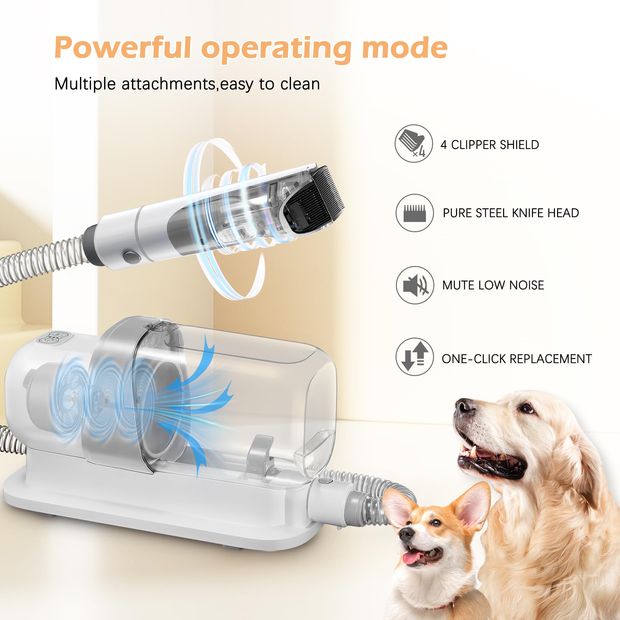 LMVVC 5-in-1 kit includes brushes, combs, clippers, guards, and hose.