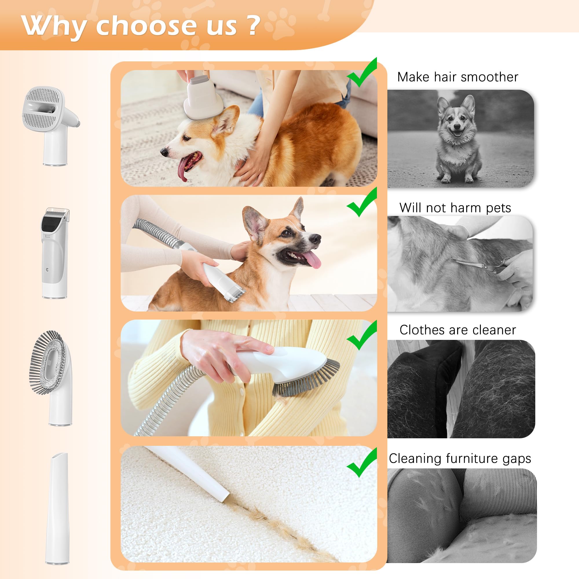 LMVVC long cord ensures freedom to groom without frequent outlets.