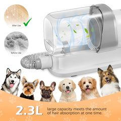 LMVVC dog grooming vacuum demonstrates 99% hair capture during brushing sessions.