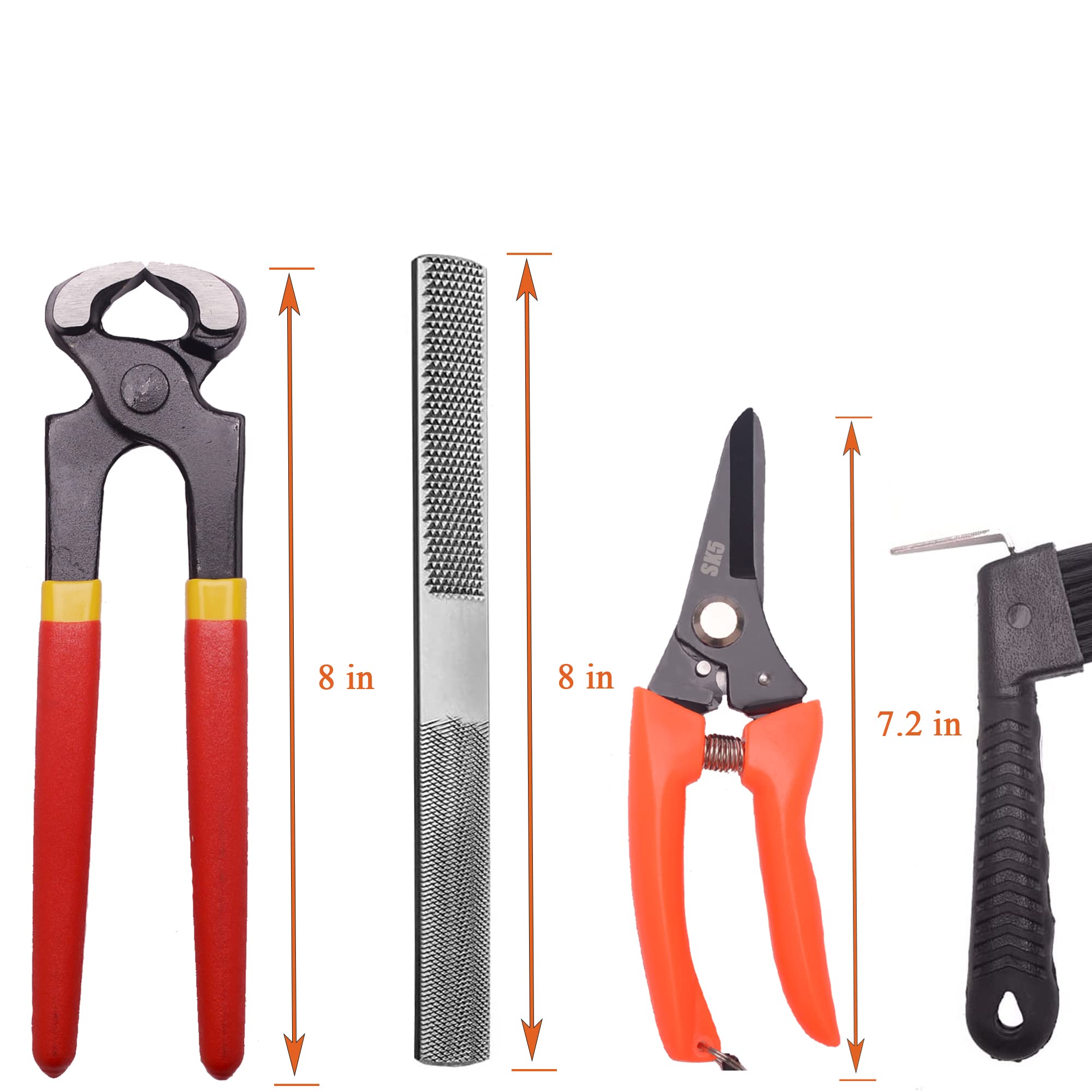 Loaged hoof trimming shears in use with sharp blades for maintenance tasks.