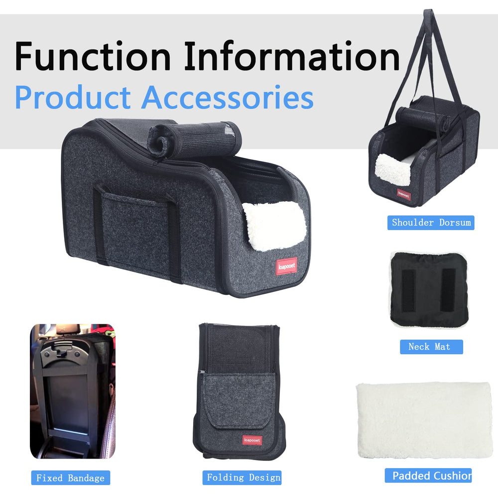 Loapooet compact dog car seat size supports pets under 15 pounds.