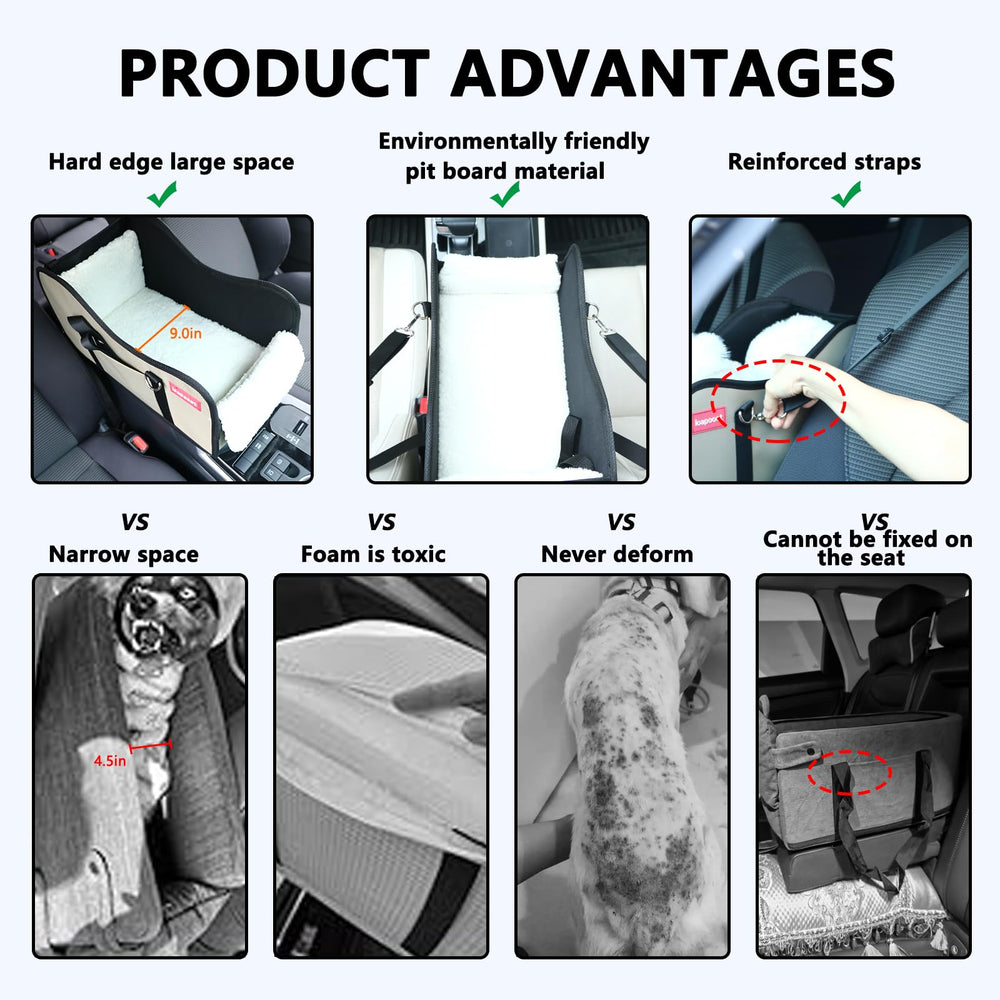 Loapooet center-console seat secured with headrest straps for stable travel