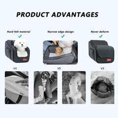 Loapooet dog car seat interior shows metal collar buckle for secure restraint during trips.