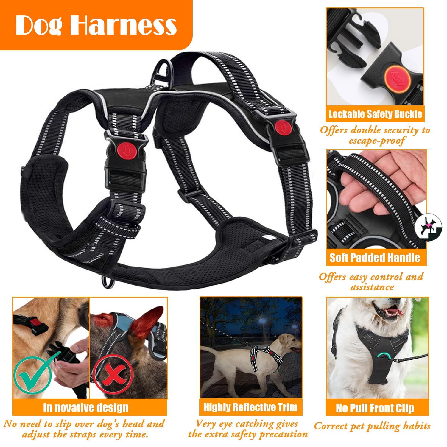 Lobeve harness ergonomic design orange in-use for reduced neck pressure.