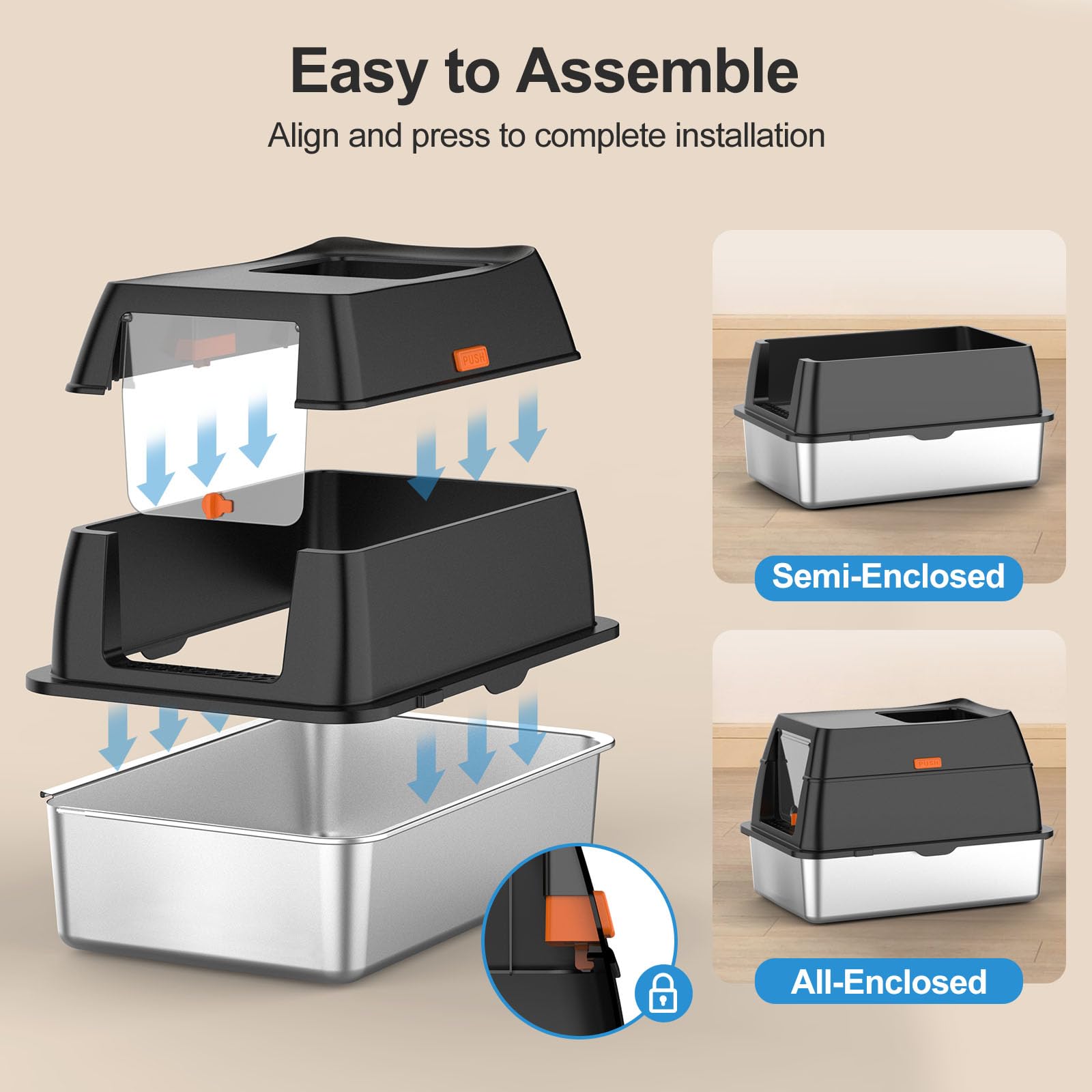 Lobeve modular design litter box shows flexible configurations for changing needs.
