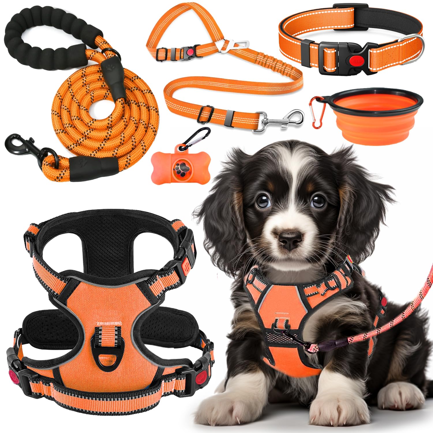Lobeve no-pull harness orange for comfortable control on daily walks