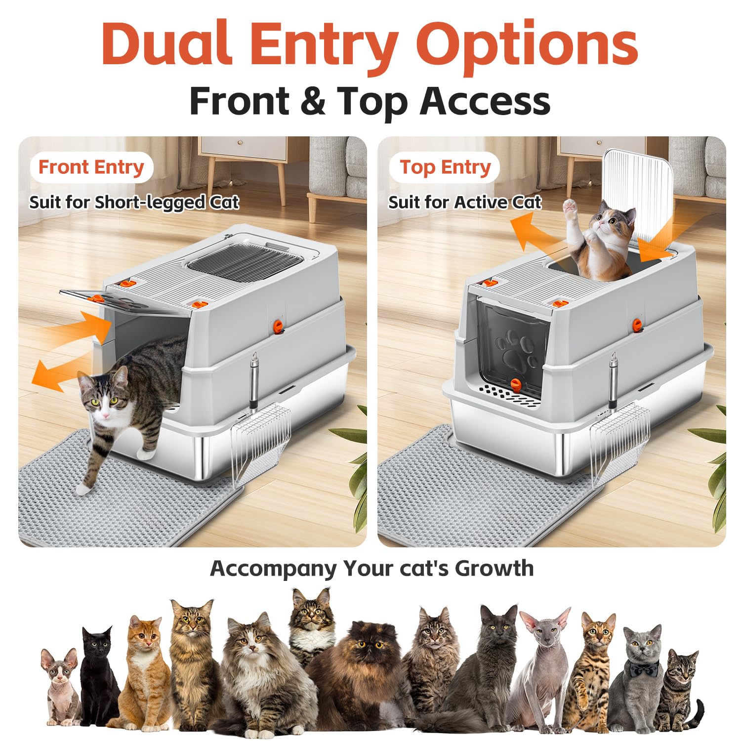 Lobeve stainless steel litter mat helps trap scatter for cleaner floors and simpler maintenance.