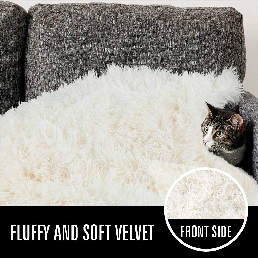 LOCHAS Luxury Fluffy Dog Blanket closeup velvet sherpa reveals dual-sided softness