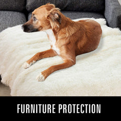 LOCHAS Luxury Fluffy Dog Blanket folded cream shows travel-ready warmth for on-the-go pets