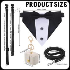 Locmeo dog tuxedo bandana adds chic detail for weddings and celebrations.
