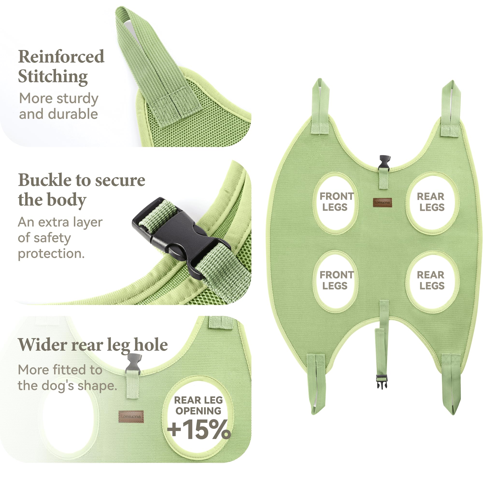 Loesuona dog grooming hammock packaging with accessories illustrates complete nail-trim kit.