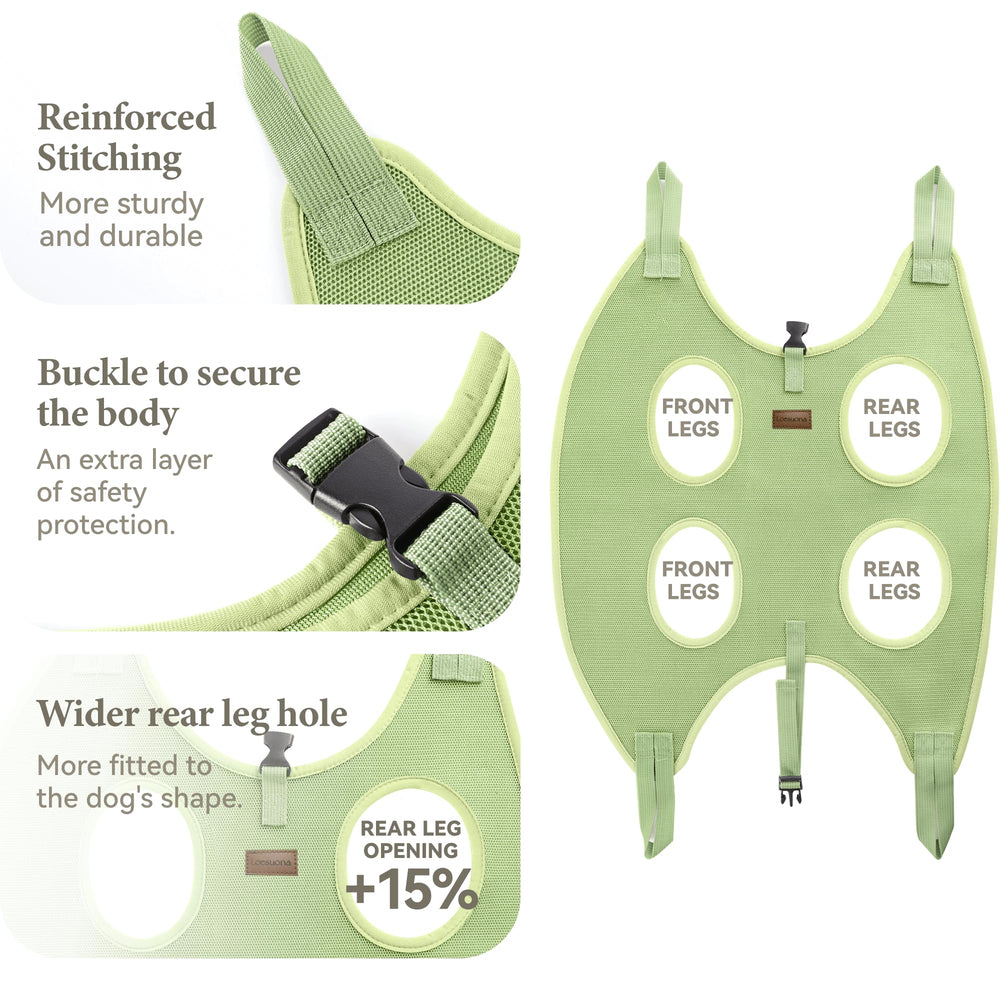 Loesuona dog grooming hammock packaging with accessories illustrates complete nail-trim kit.