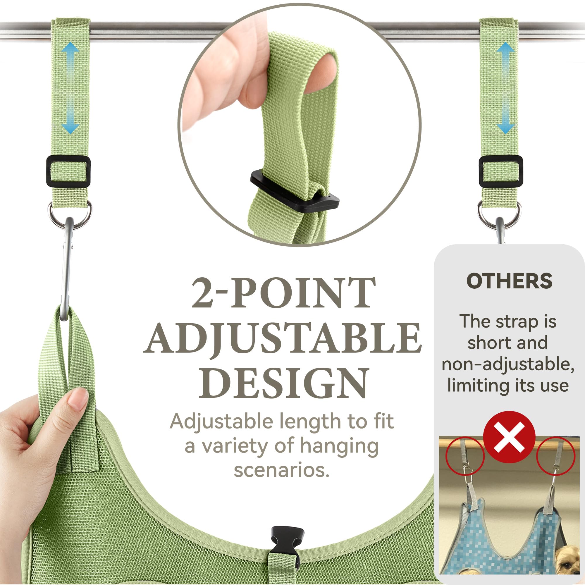 Loesuona dog hanging straps adjustable demonstrates height-ready setup for grooming.