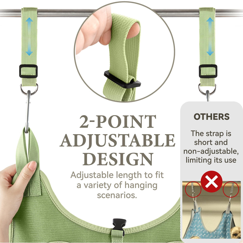 Loesuona dog hanging straps adjustable demonstrates height-ready setup for grooming.