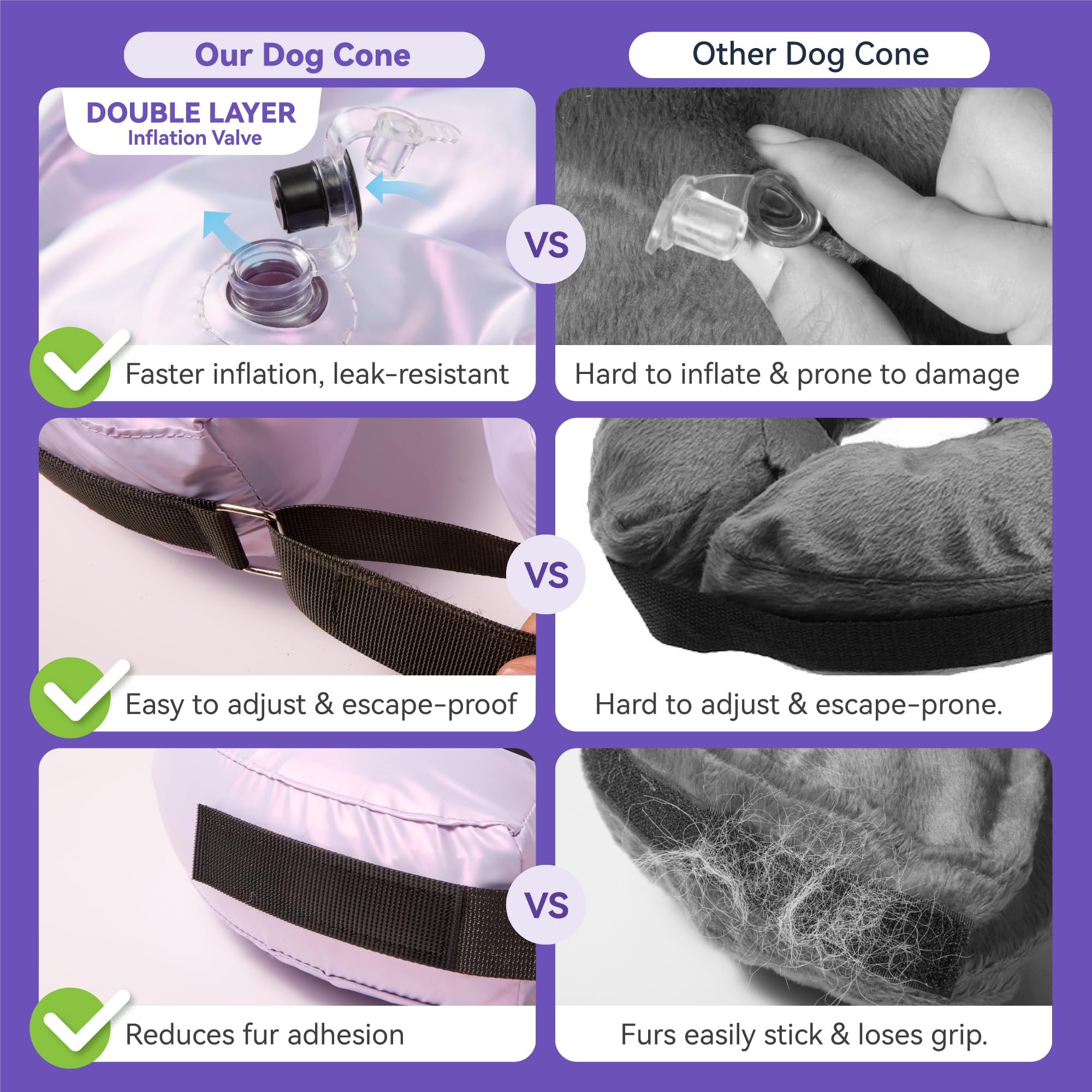 Loesuona stain-resistant fabric helps keep the collar clean during recovery.