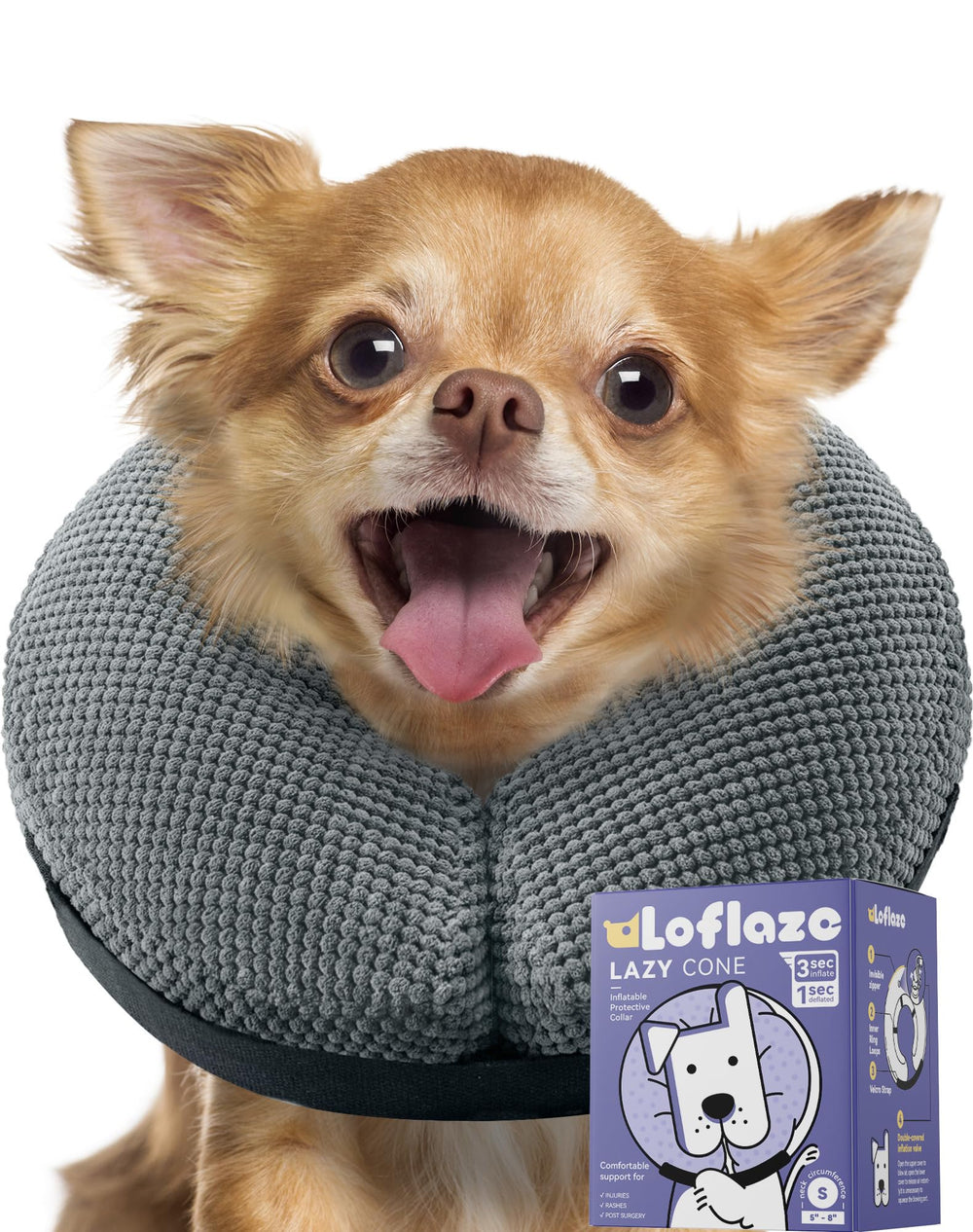 Loflaze collar-donut para perro facilita recuperación al permitir comer y beber.