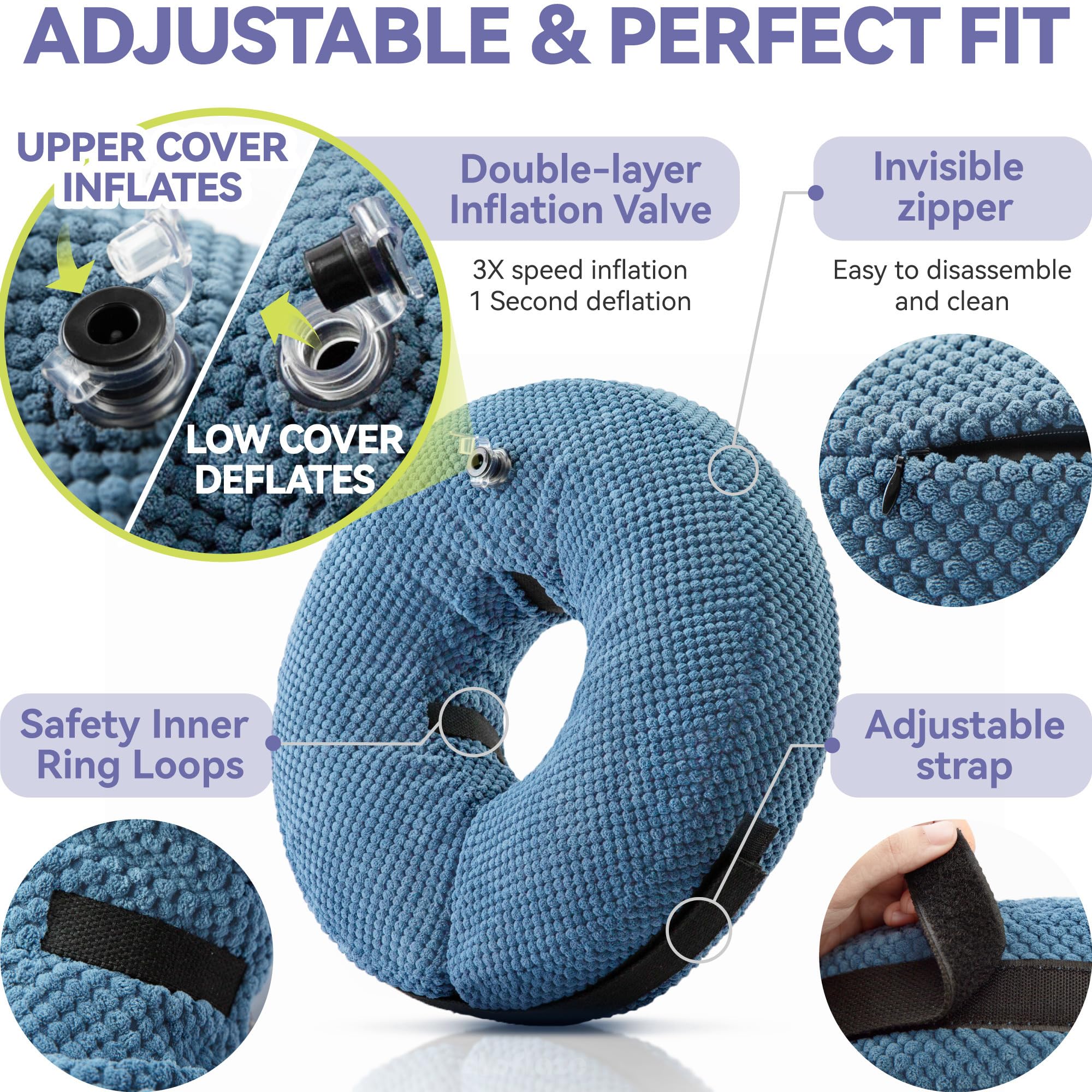 Loflaze inflatable dog cone collar blue XL dog eating peacefully