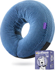 Loflaze inflatable dog cone collar blue XL front view for gentle post-surgery comfort