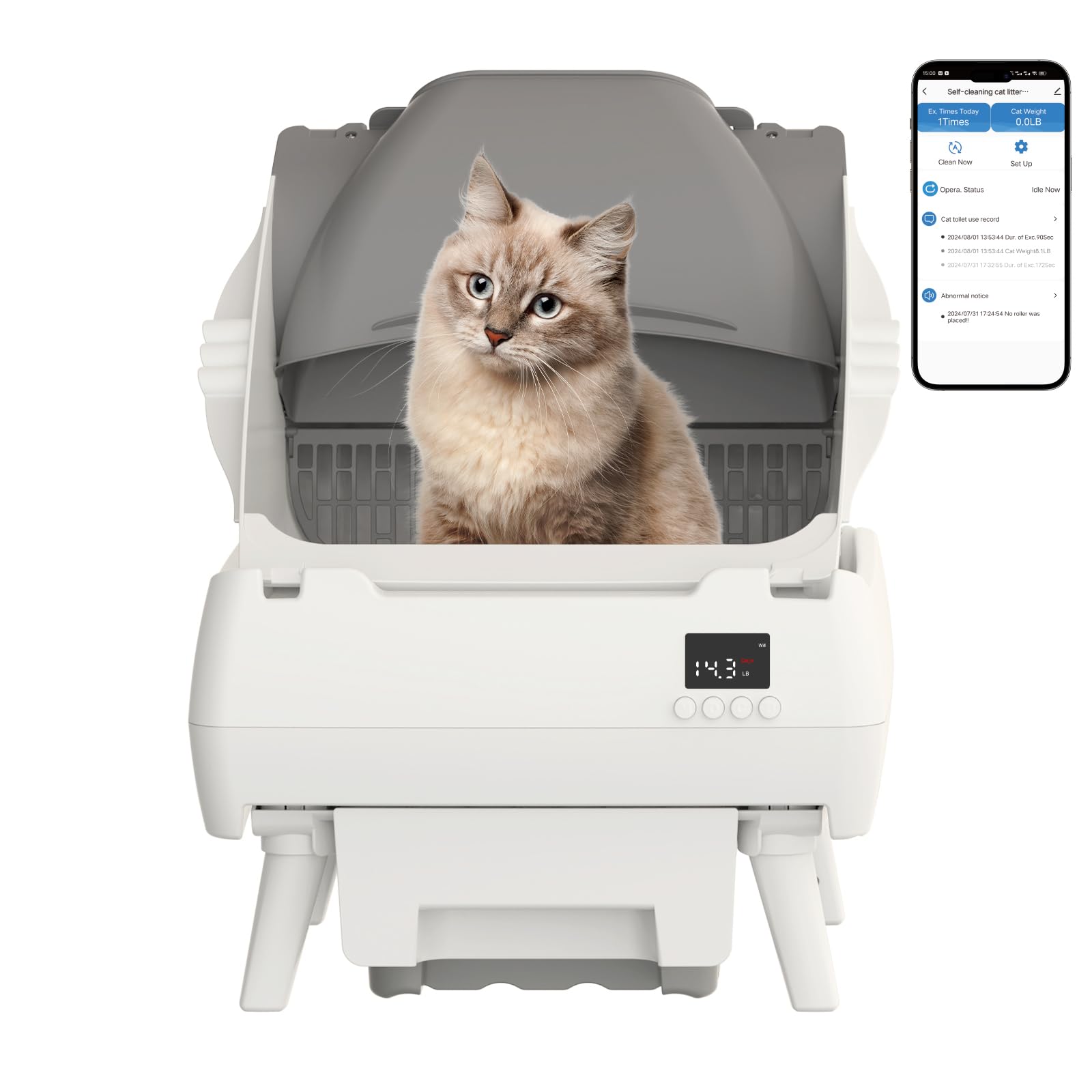 Lohhuby automatic cat litter box open-design highlights easy access and odor-control efficiency.