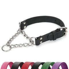 LOIIHEII collar martingale para perro en negro con cuero genuino y ajuste seguro.