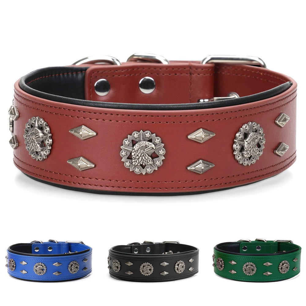 LOIIHEII premium leather dog collar close-up, giant-breed durability for daily walks.