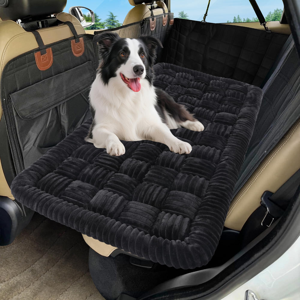 Loiion dog car bed mat packaged demonstrates easy setup for quick use and gifting.