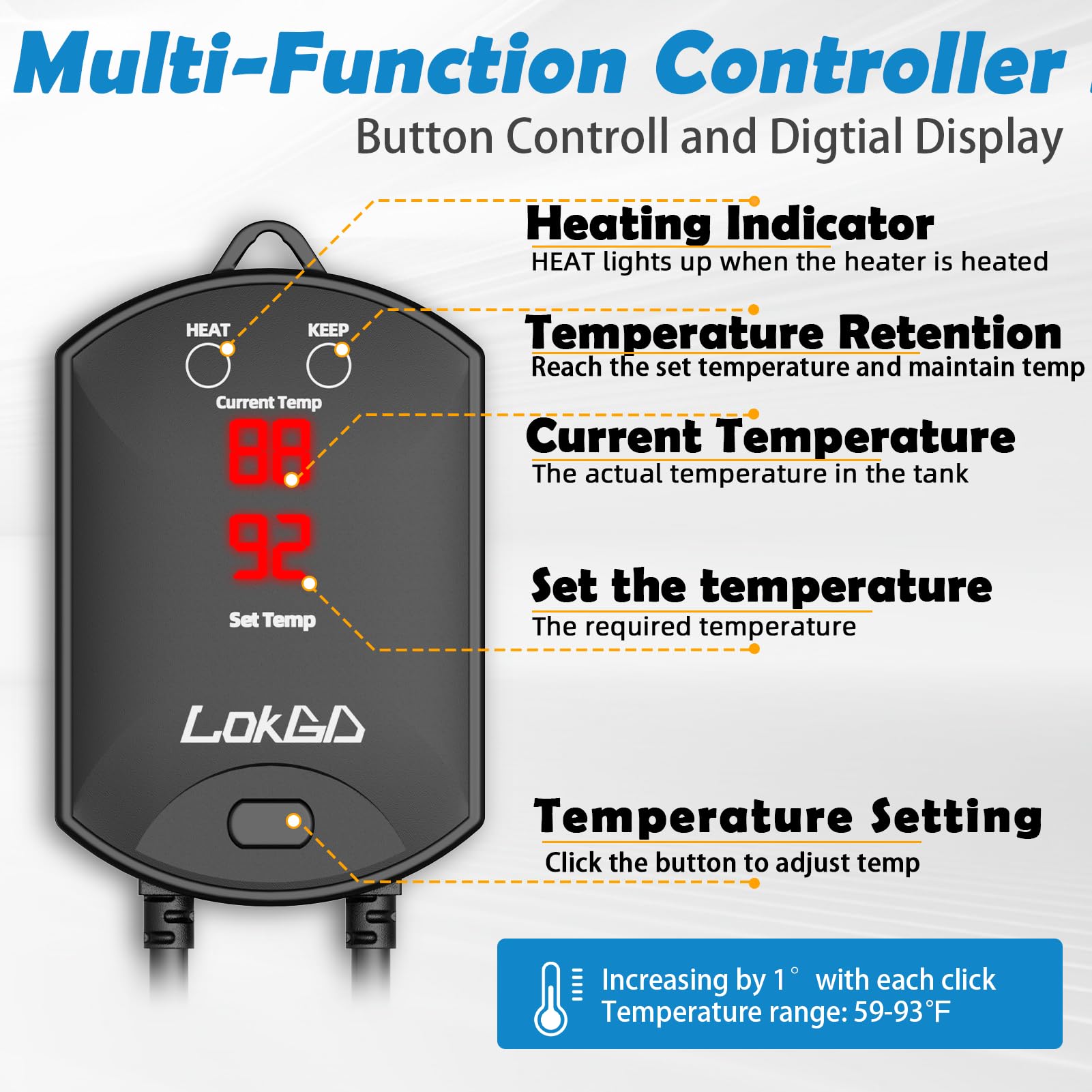 Lokgd digital display controller for precise temperature control