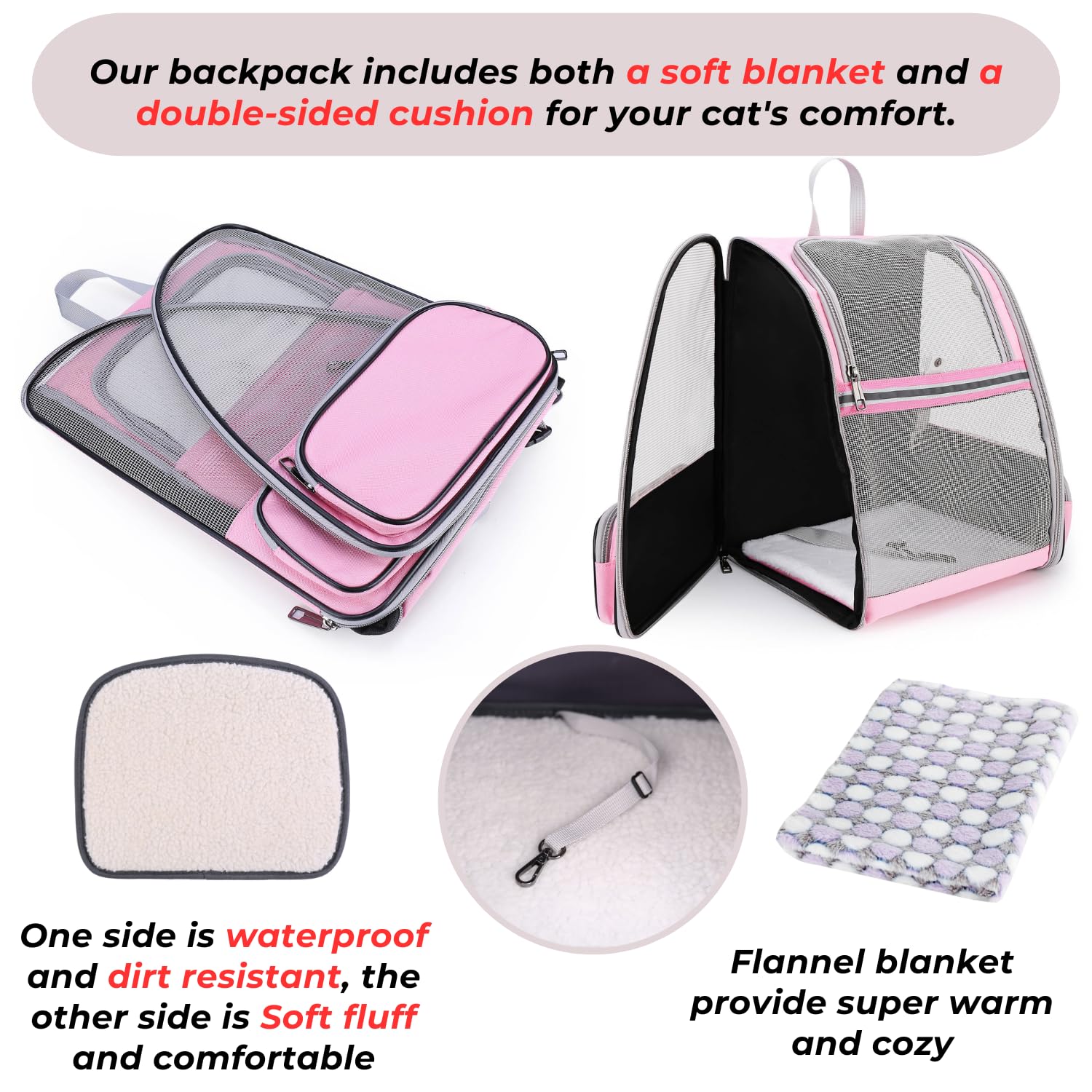 LOLLIMEOW cat backpack carrier airline-ready dimensions fit cabin requirements on flights.