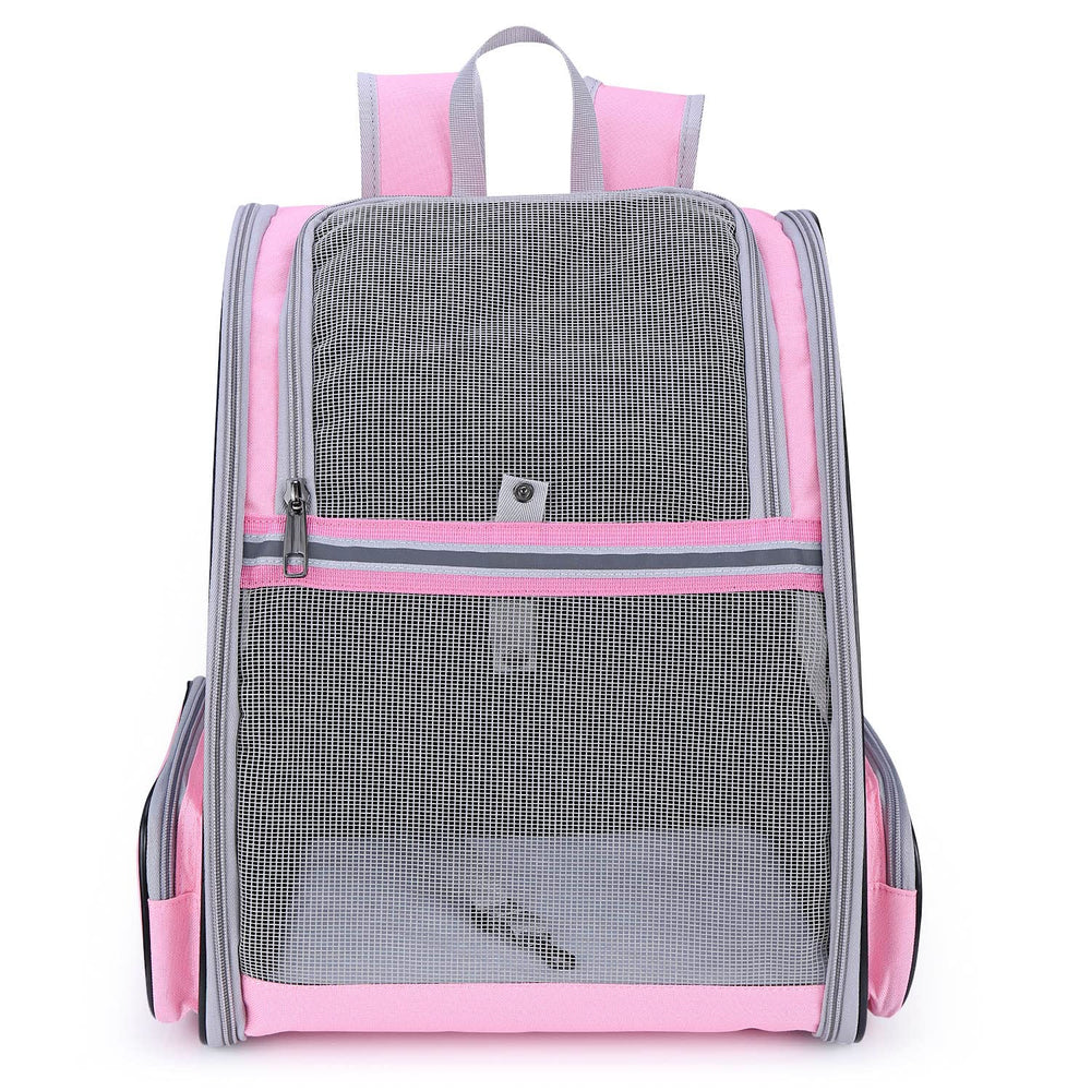 LOLLIMEOW cat backpack carrier built-in leash clip enhances pet security while traveling.